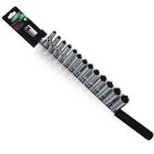 TOPTUL DEEP SOCKETS 1/4" ON RAIL 13 PIECE GAAQ1309