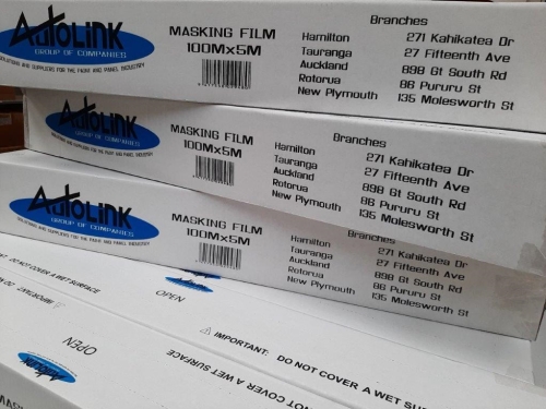 AUTOLINK 5 METRE WIDE PLASTIC MASKING FILM ROLL 100M LONG