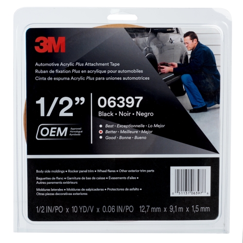 TAPE 6397 12MMX9M BLACK ACRYLIC PLUS FOAM
