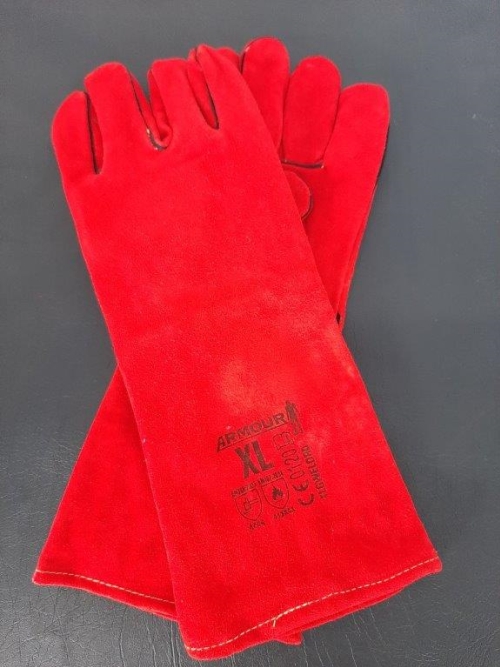 ARMOUR RED LEATHER WELDING GLOVES XL 40CM