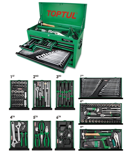 TOOL KIT 186pc WITH 9 DRAWERS GREEN GCBZ186A