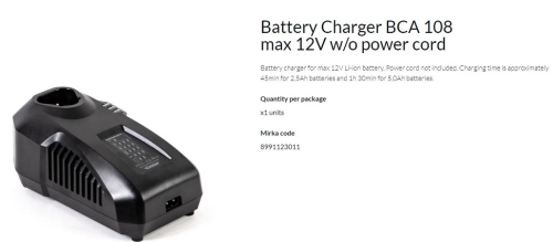 MIRKA CORDLESS BATTERY CHARGER