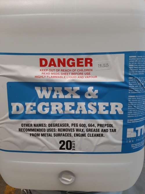 20 LITRE DRUM OF WAX AND GREASE REMOVER