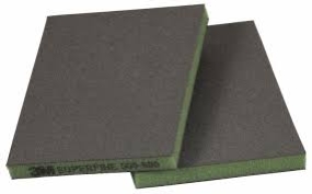 3M TWO-SIDED SANDING SPONGE SUPERFINE 500-600 GREEN 23810
